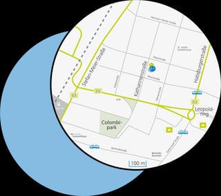 Lageplan der Praxis in der Katharinenstraße 13, Freiburg